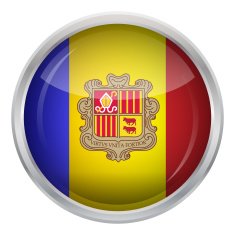 Glossy Button - Flag of Andorra N3