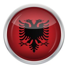 Glossy Button - Flag of Albania N4