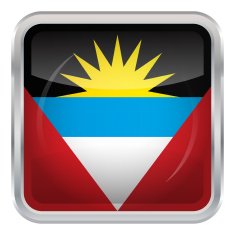 Glossy Button - Flag of Antigua And Barbuda
