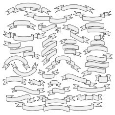Vintage ribbon banners set N47