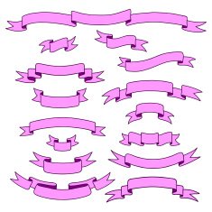 Vintage ribbon banners set N49