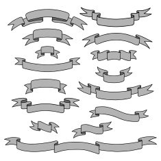 Vintage ribbon banners set N56