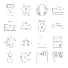 Line victory icon set
