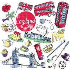 Vector set of tourist attractions England N2