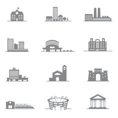 complete set of vector icons city buildings