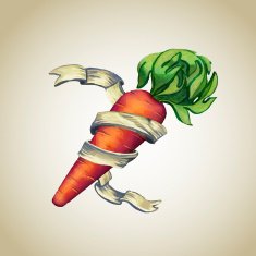 Carrot with heraldic ribbon