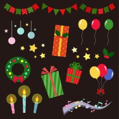 Set of Xmas party element