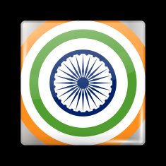 India Variant Flag Glassy Icon Square Shape N2