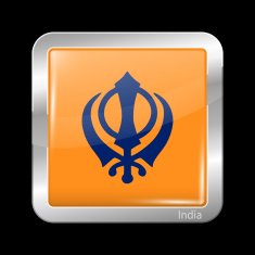 India Nishan Sahib Variant Flag Metallic Icon Square Shape