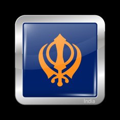 India Nishan Sahib Variant Flag Metallic Icon Square Shape N2