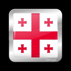 Flag of Georgia Metalic Icon Square Shape