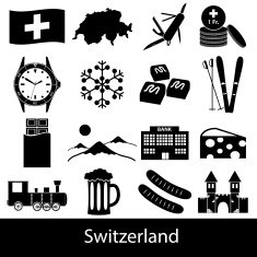 Switzerland country theme symbols icons set eps10