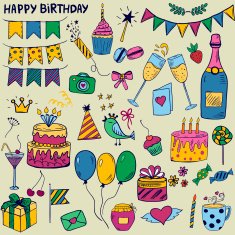Cute colofrul set of birthday party elements N2