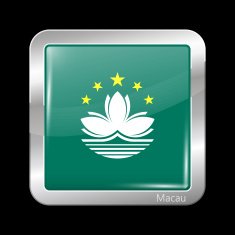 China Flag of Macau Metalic Icon Square Shape