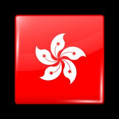 China Flag of Hong Kong Glassy Icon Square Shape