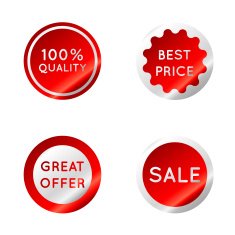 Set of red Sale stickers isolated On White Background