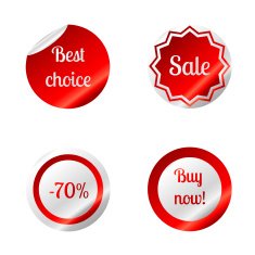 Set of red Sale stickers isolated On White Background N2