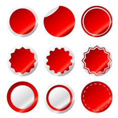 Set of red Sale stickers isolated On White Background N4