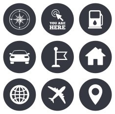 Navigation gps icons Windrose compass signs