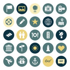 Flat design icons for travel and leisure