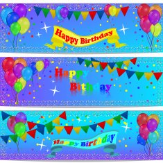 Holiday banners with colorful balloons