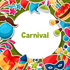 Carnival show and party greeting card with celebration stickers N8