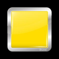 Brunei Sultanate Flag Metalic Icon Square Shape