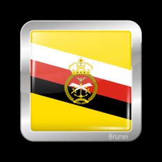 Brunei Army Ensign Metalic Icon Square Shape