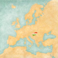 Map of Europe - Hungary (Vintage Series)
