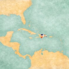 Map of Caribbean - Dominican Republic (Vintage Series)