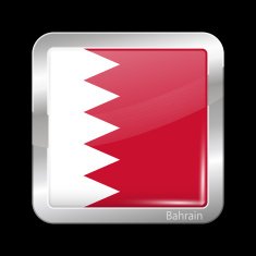 Flag of Bahrain Metalic Icon Square Shape