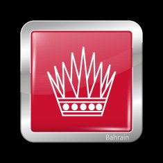 Variant Flag of Bahrain Metalic Icon Square Shape