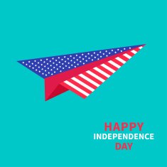 Paper plane with stars strips Independence day US of America