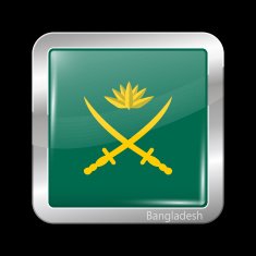 Bangladesh Army Flag Metalic Icon Square Shape