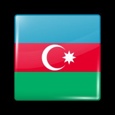 Flag of Azerbaijan Glassy Icon Square Shape