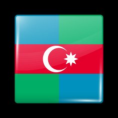 South Azerbaijan Flag Glassy Icon Square Shape