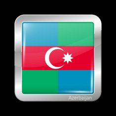 South Azerbaijan Flag Metalic Icon Square Shape