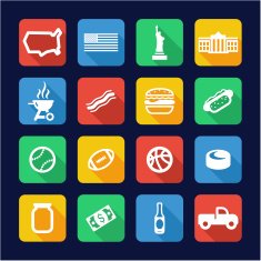 USA Icons Flat Design