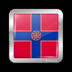 Flag of Armenia Metalic Icon Square Shape N3