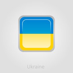 Ukraine flag button vector illustration