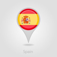 Spanish flag pin map icon vector illustration