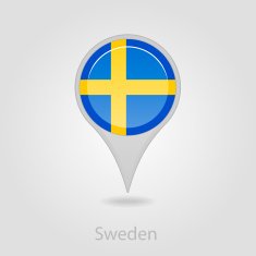 Sweden flag pin map icon vector illustration