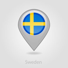 Sweden flag pin map icon vector illustration N3