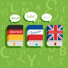 Vector textbooks of English German and French grammar N2