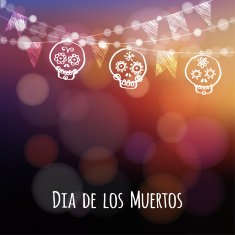 Dia de los muertos Halloween card hand drawn ornamental sculls