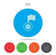 Race icon Wheel with racing flag sign N2
