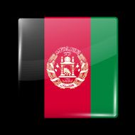 Flag of Afghanistan Glass Icon Square Shape
