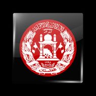 Flag of Afghanistan Glass Icon Square Shape N2
