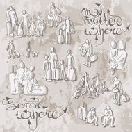 silhouettes of refugees