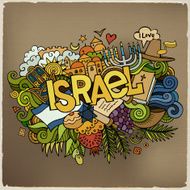 Israel hand lettering and doodles elements symbols N2